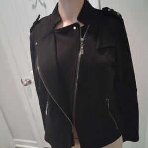 ChouYatou Size M Black  Asymmetric Zip Slim Jacket Cropped Moto Jacket